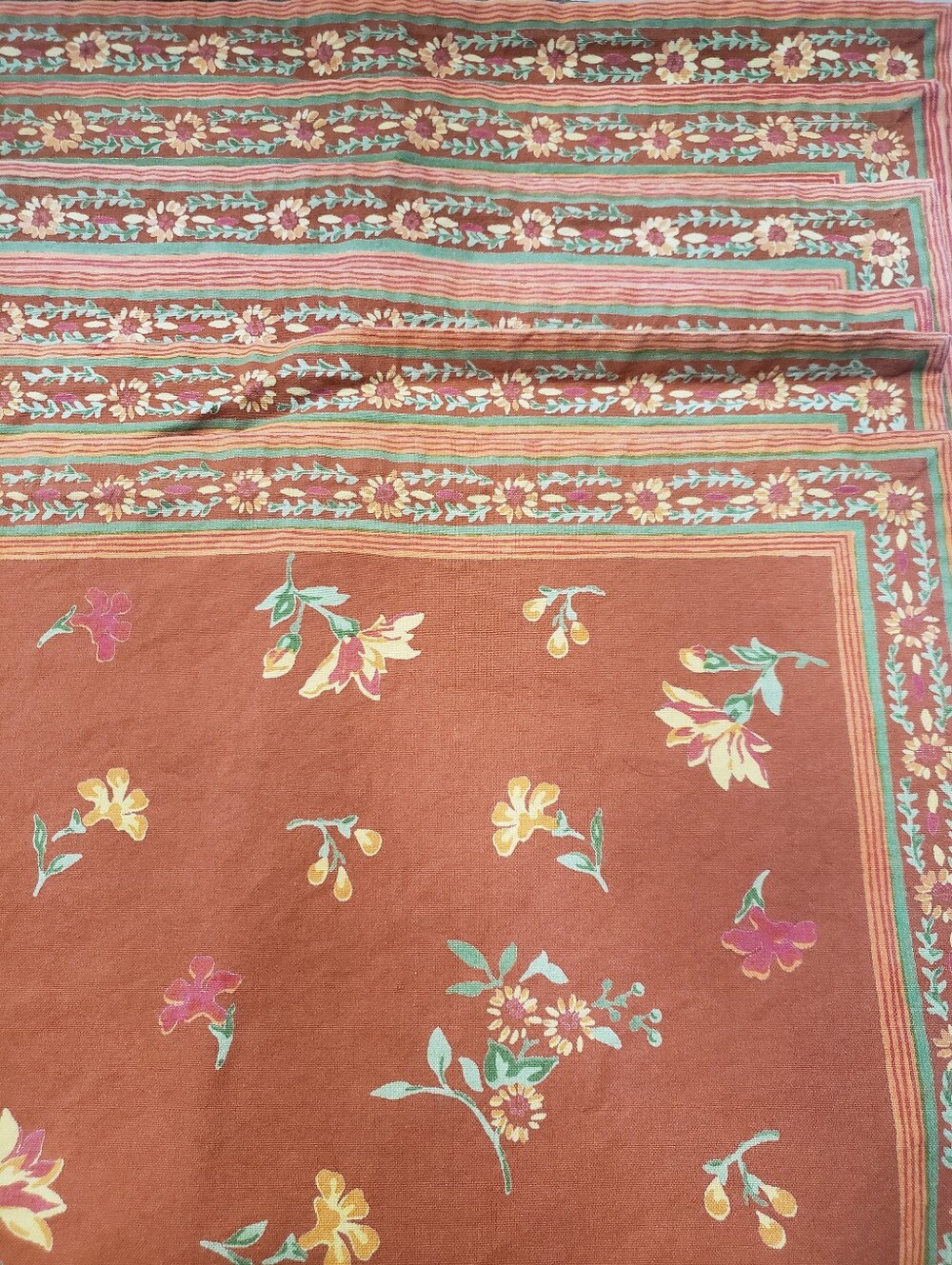 World Market Table Placemats Set Of 6 Burnt Orange Floral 100% Cotton